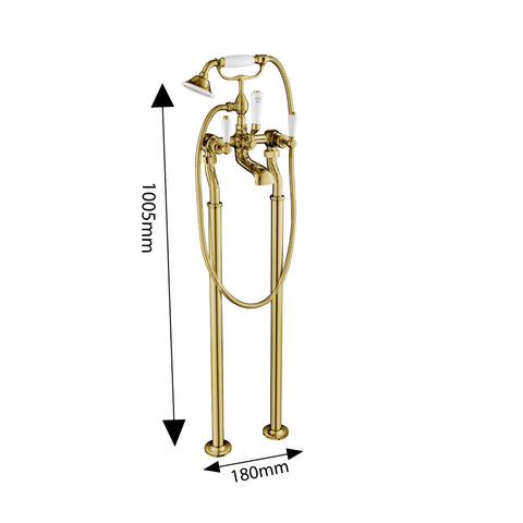 gold floor mounted bath taps