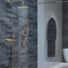 gold shower hose and head