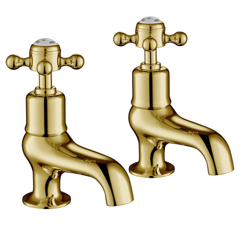 antique brass basin pillar taps 