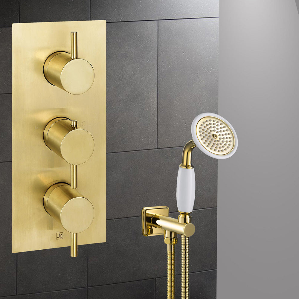 brushed brass 2 outlet concealed shower valve