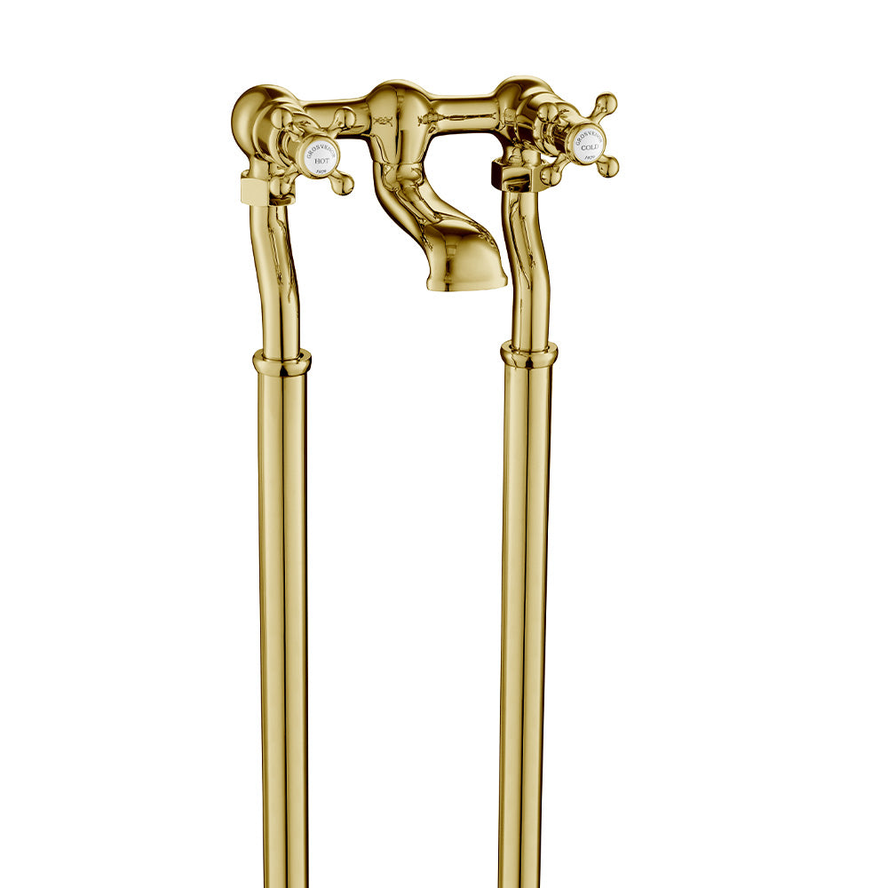 traditional freestanding gold bath taps