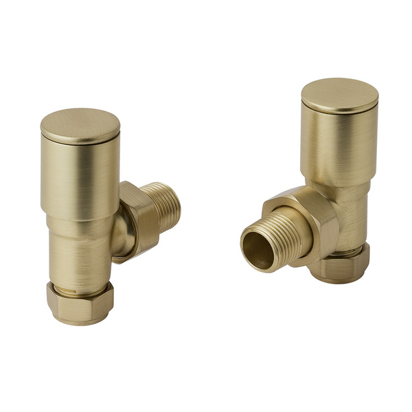 brushed brass angled radiator valves