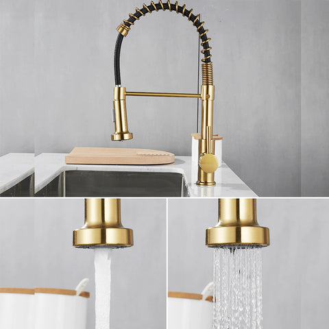 flexible shiny gold kitchen sink tap