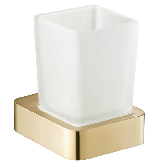brushed brass tumbler and holder